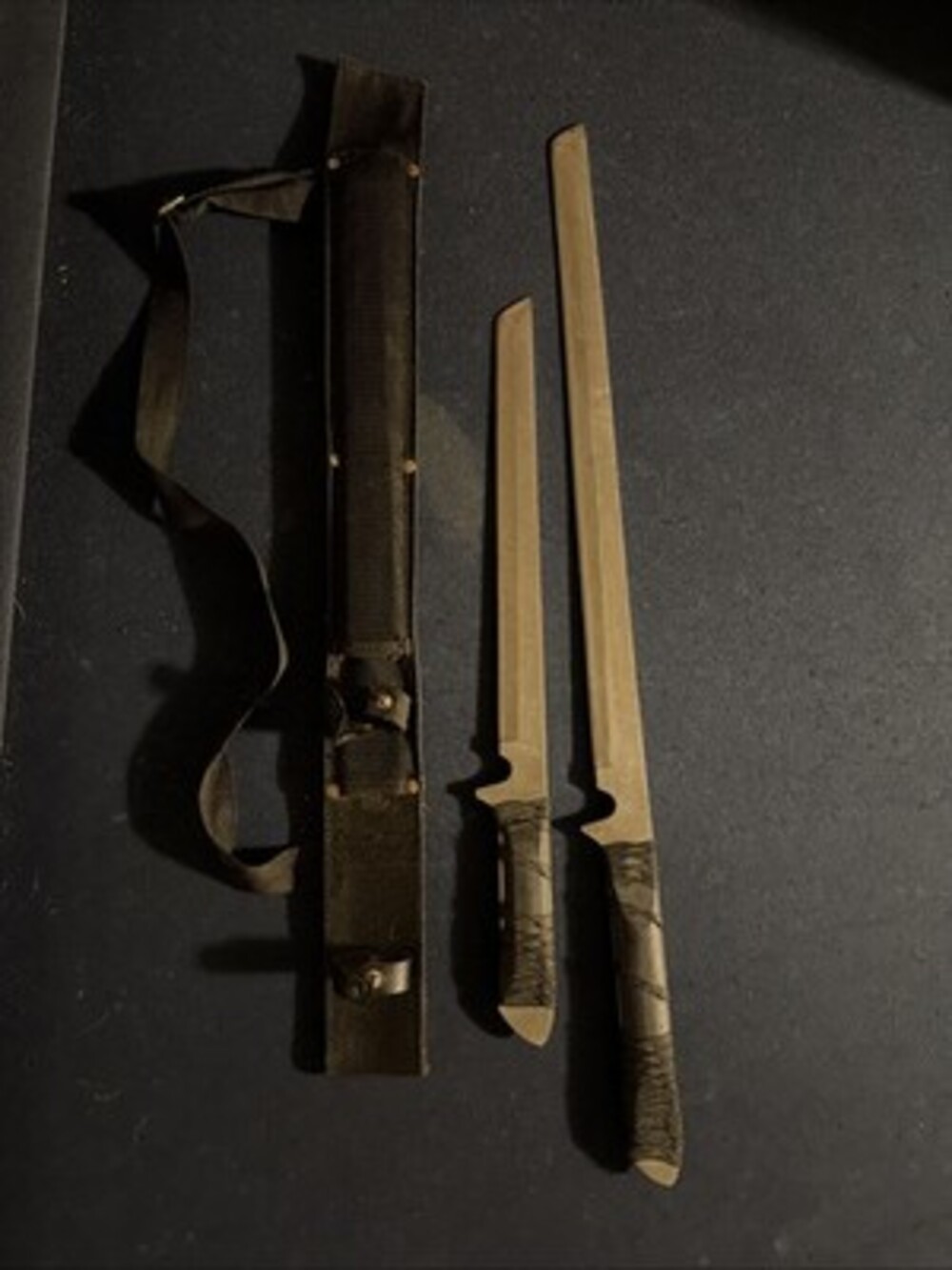 2 Black Knife Machete BUDK BK382 Hunting Ninja Swords 18” & 27” Sheath